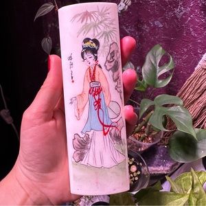 Vintage WWII Era Hand-Painted Geisha on Marble Japan Occupied Collectible Art